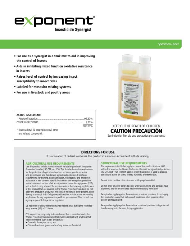 Exponent - Insecticide Synergist - Brochure