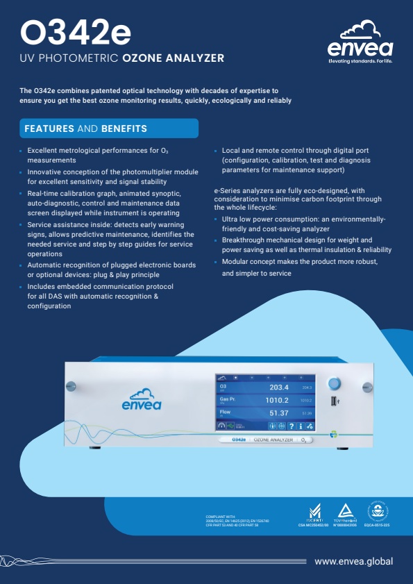 Envea - Model O342e e-Series - Ozone Analyzer - Brochure