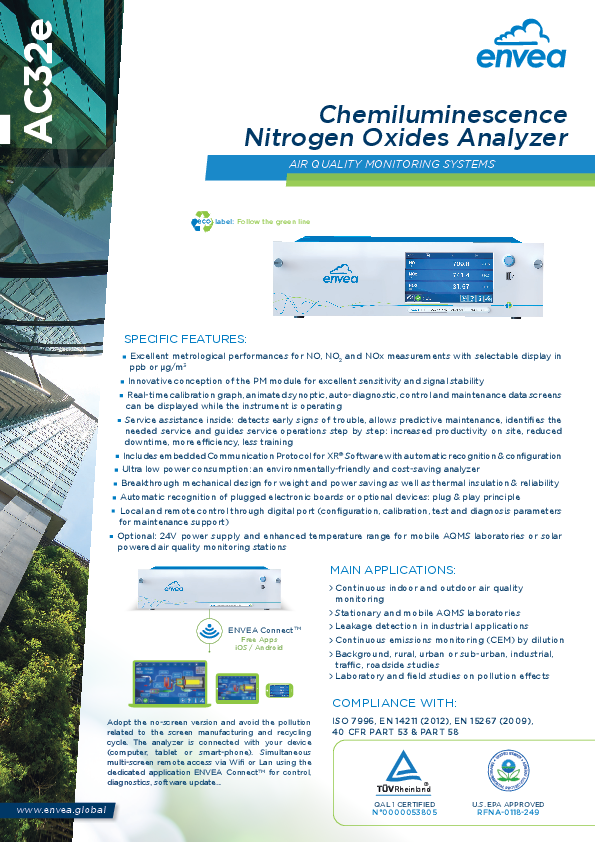 AC32e Chemiluminescence Nitrogen Oxides Analyzer - for air quality ...