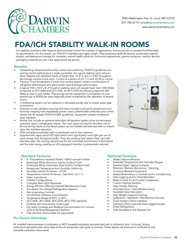 Darwin - Model FDA/ICH - Stability Rooms - Brochure