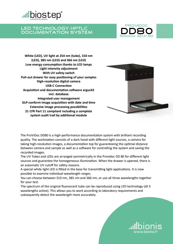 Providoc - Model DD80 - LED Technology HPTLC Documentation System ...