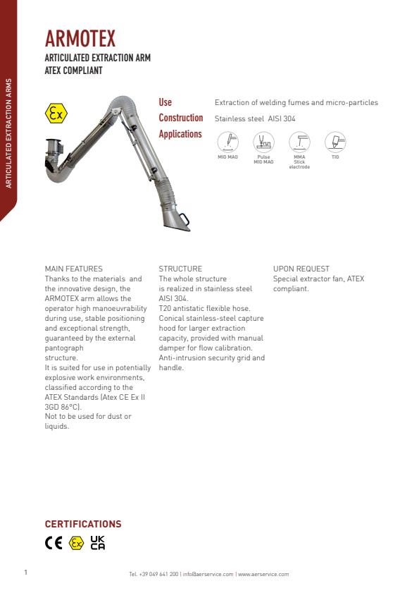 Armotex - Articulated Extraction Arm for Atex Areas - Brochure