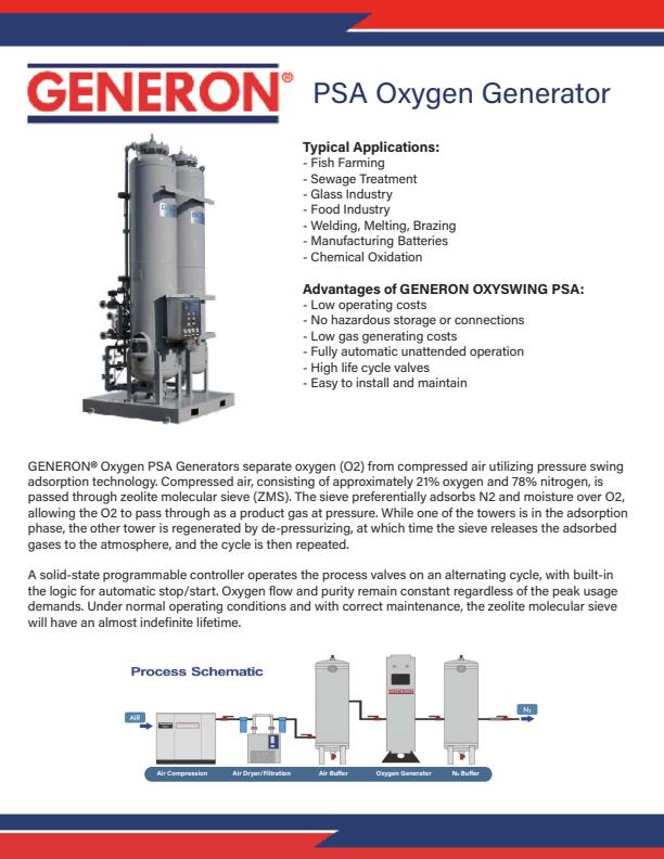 Generon - Model PSA - Oxygen Generator - Brochure