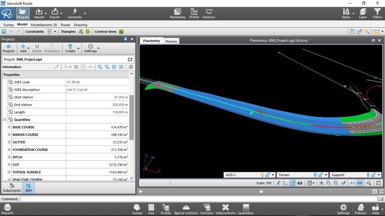 BIM road design: Information modeling of the planimetric model with ...