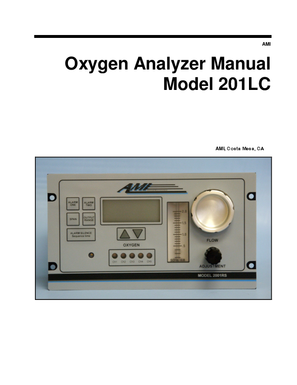 AMI - Model 201LC - Oxygen Analyzer - Manual