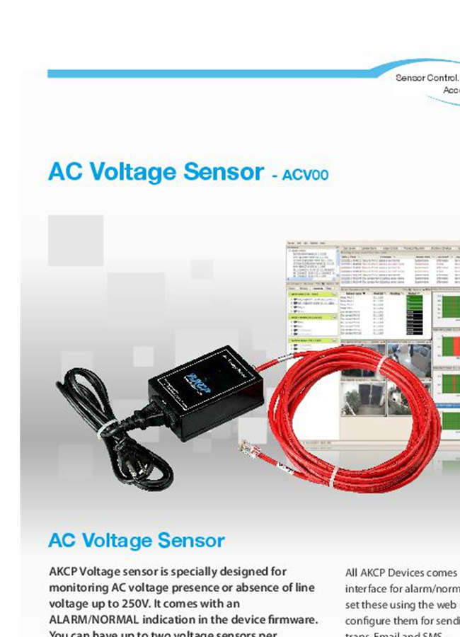 AKCP - Model ACV00 - AC Voltage Sensor Datasheet