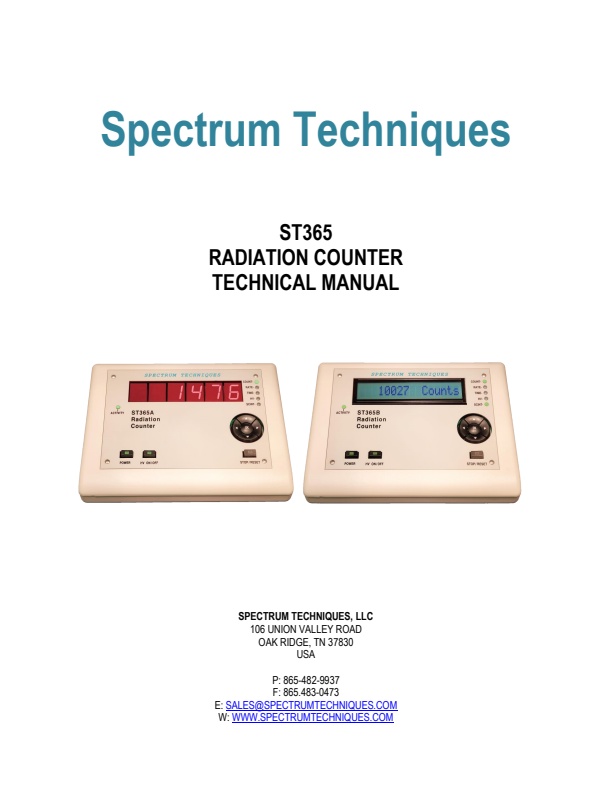 Spectrum - Model ST365 - Well Counter System - Manual