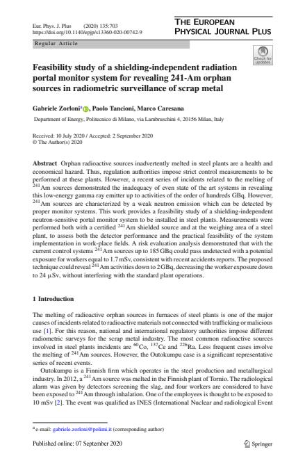 Feasibility study of a shielding-independent radiation portal monitor ...