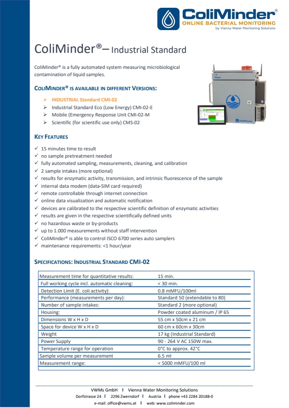 Data Sheet ColiMinder Industrial Standard