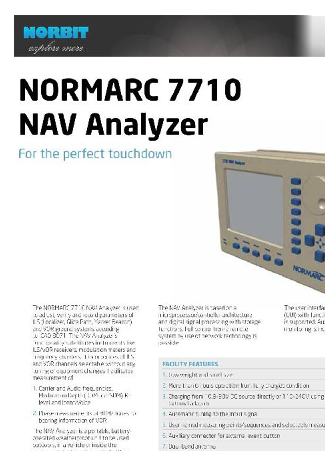 Nav Analyzer Normarc - Model 7710 - NAV Analyzer Brochure